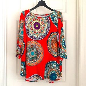 Westbound Top Petite Large Orange Layered Back Slit 3/4 Sleeves Bright Fall
